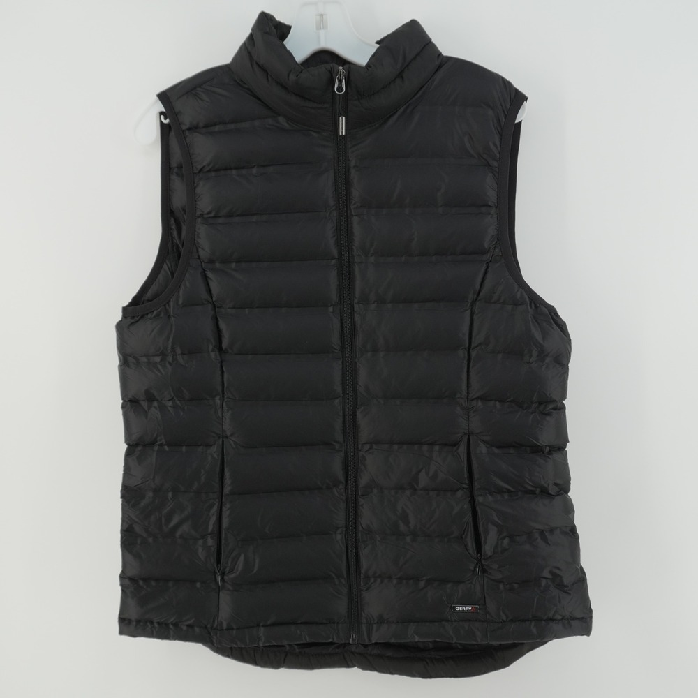 Gerry Puffer Vest Women Large Black Quilted Full Zip Sleeveless FG9340AM